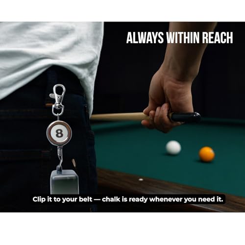 2-Pack Retractable Pool Chalk Holders with Belt Clip & Keychain | Billiard Cue Chalk Keeper Case for Snooker Game Training & Practice Accessories