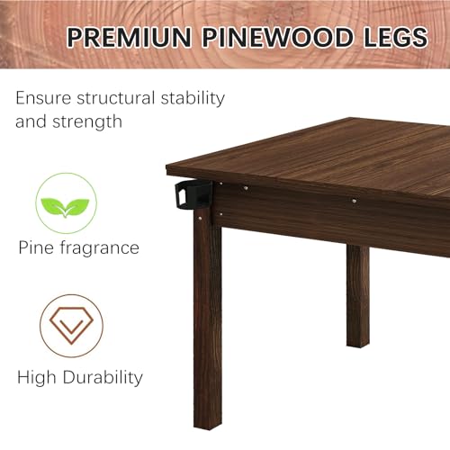 63" x 40" Solid Wood Board Game Table for 4–6 Players with Removable Table Top, Gaming and Dining Table for Card Games, DND, Poker, Puzzles, Non-Slip Play Mat, Rotating Cup Holders, Rustic Brown