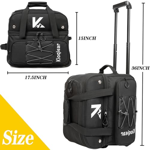 Double Roller 2 Ball Bowling Bag with Large Separate Shoe Compartment and Oversized Accessory Pocket, 36" Extendable Handle. - color: BLK