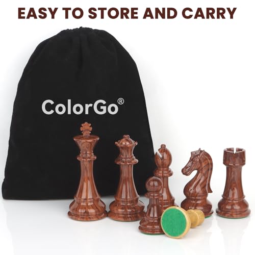 Large High Polymer Weighted Chess Pieces with 3.8'' King - 2 Extra Queens, Tournament Chess Set - Chess Pieces Only, Travel Chess Sets with Storage Bag for Family Board Game Gift