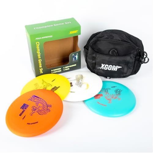 4 Discs PDGA Approved Beginner Set with Easy to Carry Fanny Bag, Included Drivers, Mid-range, Putter for Beginner Professional Outdoor and Backyard