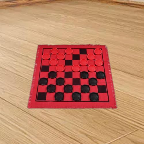 predolo Checkers Board Game Set,Classic 3 in 1 Indoor and Outdoor Activity Checker Game Mat, Toe Game Giant Checkers, red