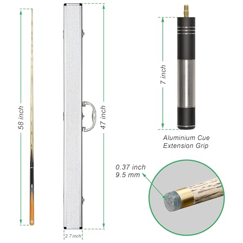 HomeSeason 57inch Snooker Cue Stick 18oz 3/4 Jointed Pool Cue, with Extension, Cue Case, Durable Ash Wood and Red Maple Construction Billiards Cue - color: HSS07