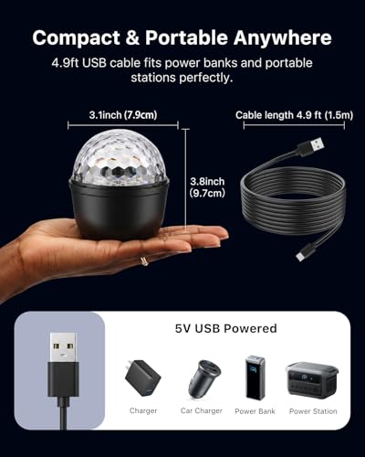 2 Pack Mini Cupcake Disco Ball Lights Rotating Sound Activated Night Lamp | Remote Control Timer Setting, Suction Cup Base for Easy Set, Dome Cover Soft Ambient Lighting, Holiday Gift, Bedroom Decor