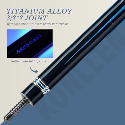 KONLLEN Carbon Fiber Pool Cue Stick 58-inch Professional Pool Sticks for Adults Full Carbon Technology Low Deflection Pool Cue Billiard Cues with 12.5mm Tip (Easy to Control, Pro Taper, Ultra-Smooth) - color: 002 white blue
