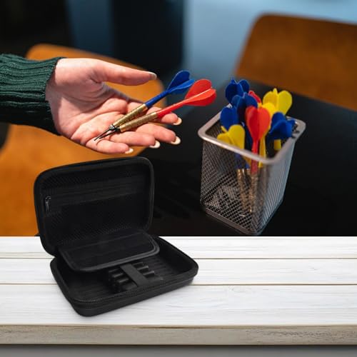 EVA Darts Case for Steel Tip and Soft Tip Darts, Hard Shell Carrying Storage Bag with Mesh Pockets for 6 Darts, Shafts, Flights and Accessories, Blue