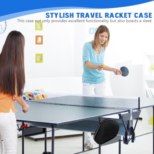 Proberos® Table Tennis Paddle Case, Ping Pong Racket Storage Case, Waterproof Thicken EVA Hard Shell Carbon Fiber Pattern Protective Storage Bag, Built in Mesh Ping Pong Ball Pocket