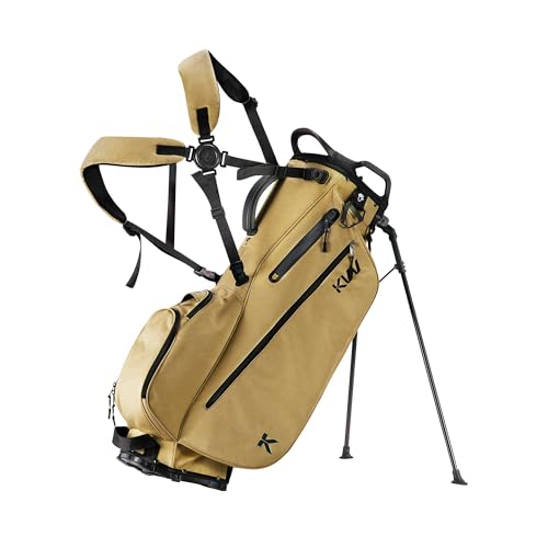 KVV Lightweight Golf Stand Bag with 7 Way Full-Length Dividers, 5 Zippered Pockets, Automatically Adjustable Dual Straps,Elegant Design - color: Khaki