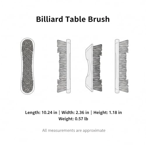Billiard Table Felt Cleaning Brush with Soft Polyester Bristles and Wooden Handle for Pool Table Maintenance - size: 10.24 x 2.36 x 1.18 in