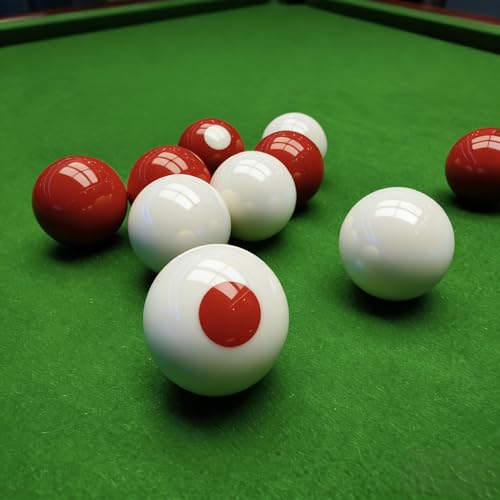 HMQQ 2-1/8" Regulation Bumper Pool Balls Set, Durable Polyester Resin Billiard Ball Set of 10 for Bumper Pool Table – Red/White Balls with Spotted Markers, Precision Balanced Replacement Ball