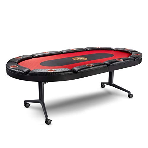Triton Premium Foldable Poker Table - Poker Table for 10 Players Long-Lasting, Luxurious Vegas Style Casino Experience at Home, Padded Armrests and Cup Holders, Perfect for Texas Holdem Games - size: 10 Player with Table Only