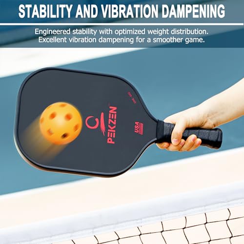 Limited Edition - PEKZEN Professional Pickleball Paddle Crafted with Japan T700 Carbon Fiber, Thermoformed Process with Minimalist Design - color: Fiery Red