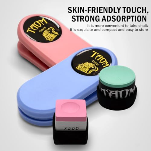 TAOM Magnetic Chalk Holder Belt Clip for Round and Square,Portable Pool Cue Chalk Holder with Silicone Clip,Silent Chalk Holder Pool Billiards,Chalk Case Pool Table Accessories - color: A-Macaron Blue