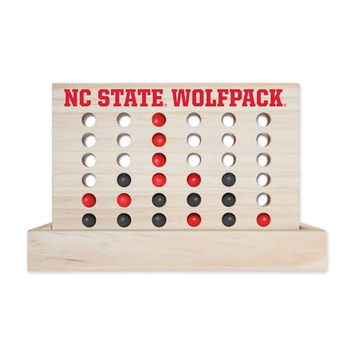 Rico Industries NCAA Mini Travel Team 4 in A Row Mini Game- Wooden, Team Colors, 5.5" x 8" (NC State Wolfpack) - style: NC State Wolfpack
