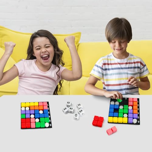 STEM Puzzle Game The Brain Square with 160000+ Solutions Pattern Matching Blocks Brain Teaser Toy Roll Dice & Race Your Opponent to Fill Grid Travel Game for Kids & Teens Back to School Birthday Gift - color: 2_player