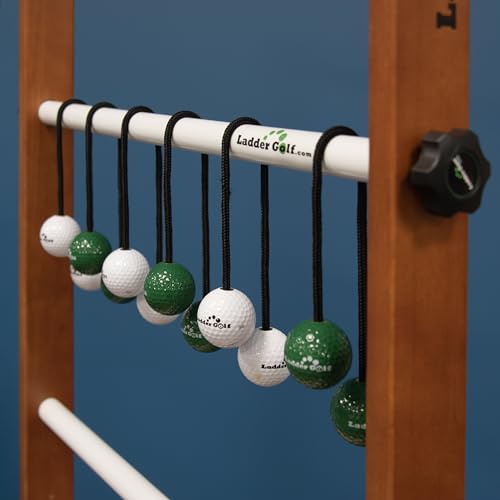 Ladder Golf - Single Ladder Ball Game (Green + White Bolas) Official Brand Game (G/W)