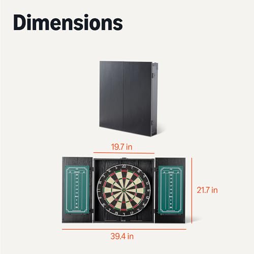 Amazon Basics Dartboard Cabinet Set, Dart Board for Adults, Regulation Size, Black