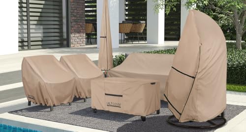 ULTCOVER Outdoor Coffee Table Cover, Waterproof Rectangular Patio Small Side Table Cover 50x30x18 inch - color: Brown, size: 50x30 inch