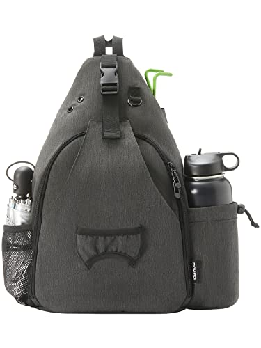 MYQ MOYAQI Disc Golf Bag with 10-12 Capacity, Backpack Retriever Holder and Storage Pockets, Padded Adjustable Strap Back Panel, Lightweight Durable(Grey) (MYQ-A02Y210010-Grey)