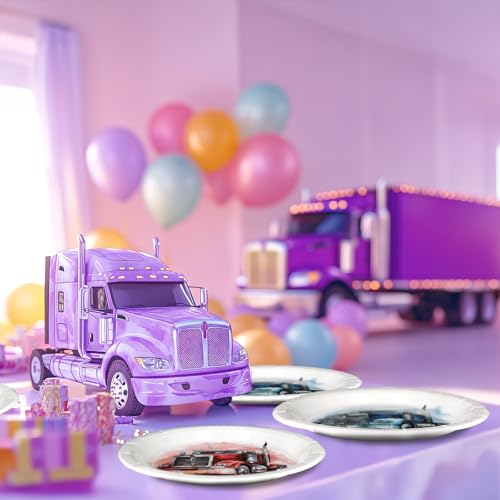 Semi Truck Birthday Party Favors & Tableware Set - Semi Truck Theme Plates, Napkins, Forks - style: Semi Truck