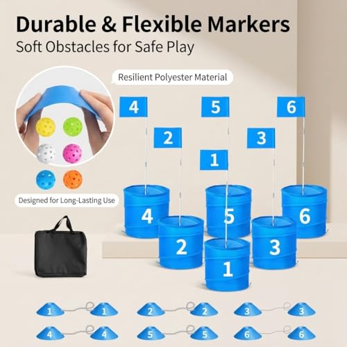 Blue Chipping Mat for Short Game, 30x30x150cm Portable Target with Carry Bag, Fun Games for Indoor and Outdoor Use, 6-Bucket Set - style: 6-bucket set