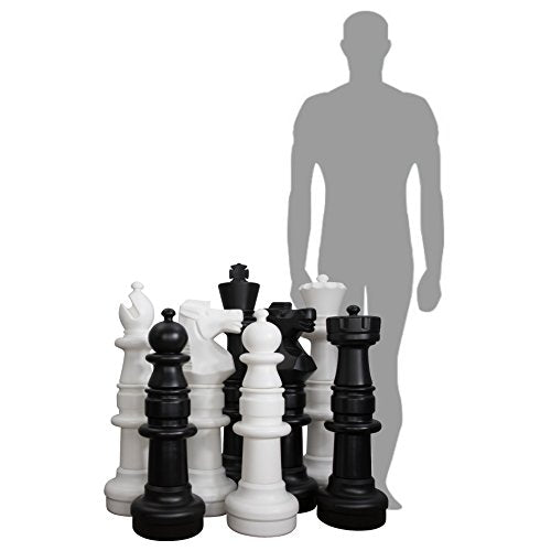 MEGACHESS Giant Chess Set - 37 inch King, with Giant Checkers Set and Giant Plastic Chess Board