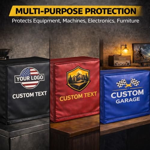 Custom PU Leather Dust Cover for Equipment, Waterproof Protective Cover, Made to Measure Size, Zipper Closure, Personalized Logo/Text for Indoor Use