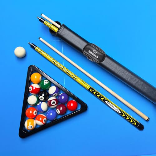 HomeSeason 58" Pool Cue Stick 19.5oz Cue Sticks Professional Low Deflection Billiard Pool Sticks 13mm Tip with Leather Bag for Home Bar Adults Pro Player - color: 19.5oz-(Yellow)