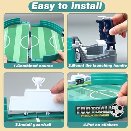 Balana Football Table Interactive Game, Mini Tabletop Soccer Pinball Games Set with 8 Balls, for Foosball Pinball Kids Adults Interactive Game Room Family Night, Green