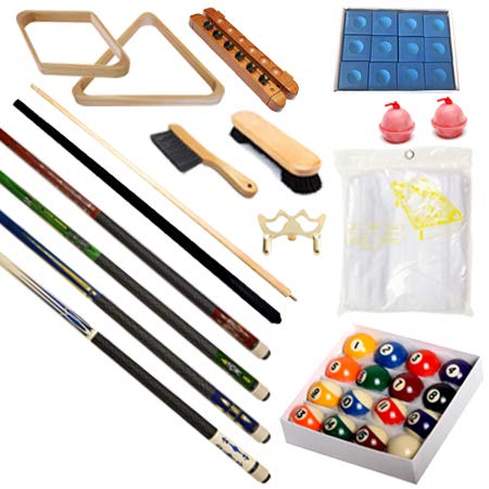 Pool Table - Premium Billiard 32 Pieces Accessory Kit - Pool Cue Sticks Bridge Ball Sets - color: Kit-10