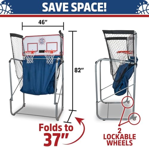 Pop-A-Shot - Home Dual Shot Arcade Basketball Game with NBA Graphics l Sensor Scoring l 16 Game Modes l 7 Balls l Foldable Storage l for All NBA Fans - style: Phoenix Suns