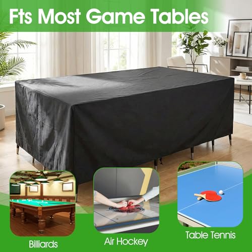 7 ft 90.6x57.9x28.0 Inches Universal Pool Table Cover Waterproof Windproof 420D Outdoor Furniture Covers Table Protector for Snooker, Patio Furniture, and Chairs