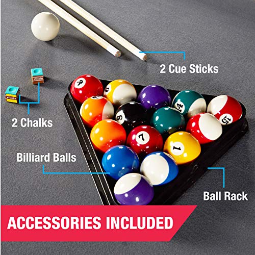 MD Sports 7.5' Titan Pool Table, Drop Pocket Billiard Table, Durable Steel Legs with Pool Ball and Cue Stick Set, Perfect for Family Game Rooms - style: 7.5 Ft. Titan