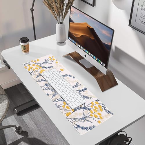ALOANES Waterproof Mouse Pad with Durable Stitched Edge, Gaming Keyboard, Non-Slip Rubber Base, Extended Desk pad for Gamer, Office& Home, Yellow Flower Mousepad Large(27.6" x11.8"x0.12") - color: 03- Yellow Flower, size: Large(27.6" x 11.8")
