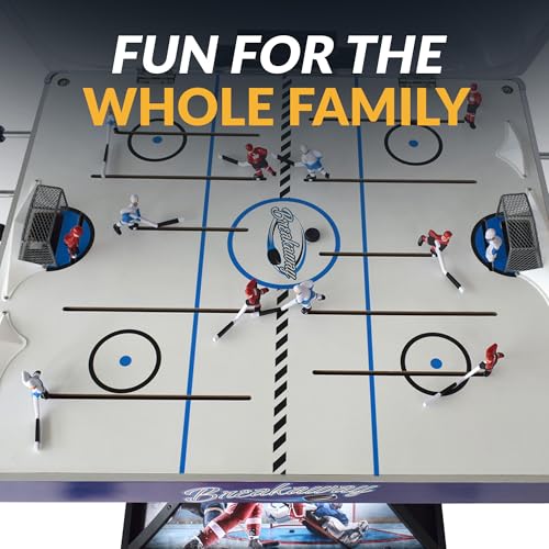 Hathaway Breakaway 41-In Dome Hockey Table for Family Game Room - With EZ-Grip Handles, Easy-Open Dome Top, LED Scoring Unit, Durable Chrome-Plated Metal Accents & Leg Levelers - Blue/Black Finish