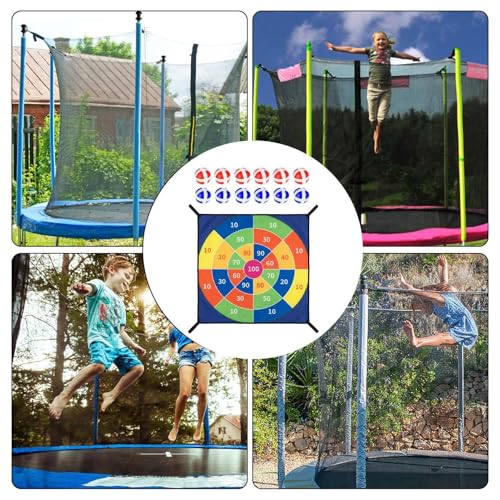 Trampoline Dart Board Game - Sticky Ball Target Toy Set | Trampoline Sticky Ball Game | Throwing Dartboard | Sports Fun Party Toys for Kids Adults Backyard Indoor Outdoor Party Neighborhood