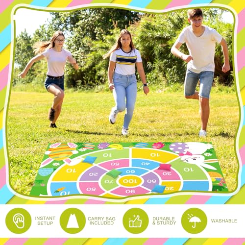Arrowbash Giant Easter Bean Bag Toss Game 4.9ft Large Festival Outdoor Lawn Yard Camping Field Day Games for Family Backyard Halloween Fall Thanksgiving Valentine Easter Carnival Party Gift - style: Easter