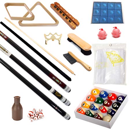 Pool Table - Premium Billiard 32 Pieces Accessory Kit - Pool Cue Sticks Bridge Ball Sets (Kit-13)