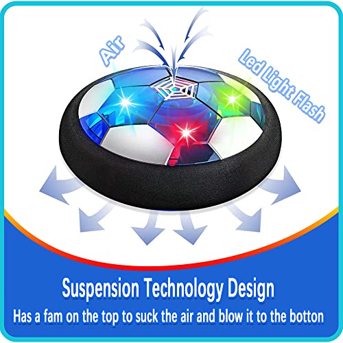 JRD&BS WINL Hover Soccer Ball Toys for Boys Girls,Rechargeable Floating Soccer Ball with Led Lights and Foam Cushion,Indoor Air Football Game for Kids Age 3-12(2Pack - color: Black-2