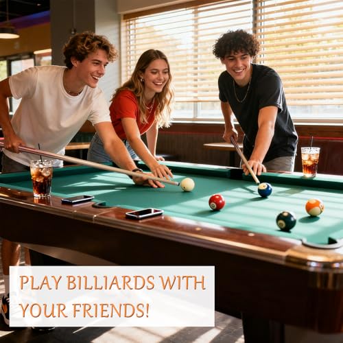 Pool Cue Stick Set of 6: 36" 42" 48" 52" 57" 13mm Tips Maple&Maras Wooden 1-Piece Billiard Cue Sticks, Pool Sticks for Adults Kids Beginners Billiards House Bar Small Space Pool Tables