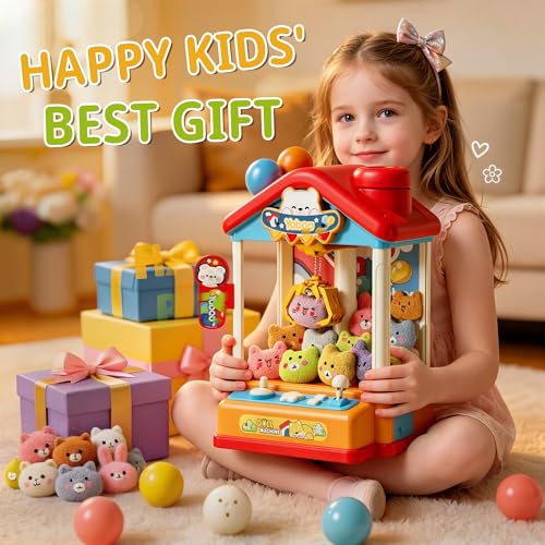 Mini Claw Machine for Kids, Toy Claw Machines Include Plush Prizes, Vending Machines Toys for Girls 4 5 6 7 8, Kids Arcade Game with Adjustable Sound, Birthday Gift for 3 4 5 6 Year Old Boy Girl