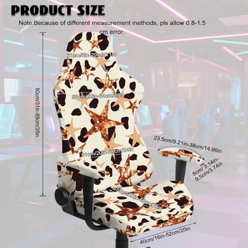 Star Cow Print Gaming Chair Slip Cover Set Universal Fit Computer & Gaming Chair Slipcover with 2 Armrest Covers for Computer Office Seat - color: Brown - Star Cow