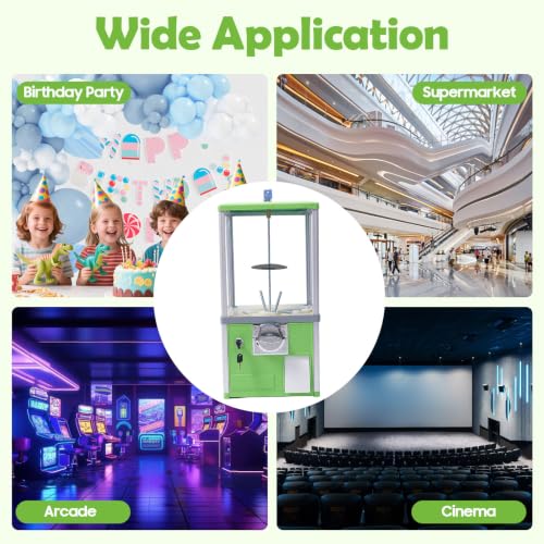 Gumball Machine for Kids, 25-Cent Vending Machines, PS Bouncy Balls Dispenser, 1.77-1.97in Huge Load Capacity Coin Operated Gumball Bank, Hold 200 Capsule Toys for Retail/Game Store (Green) - color: Green