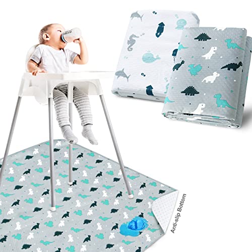 Splat Mat 2 Pack for Under High Chair & Arts & Eating Mess, Waterproof Baby Playtime Anti-Slip High Chair Mat for Floor or Table, Reusable & Portable Splash Mat for Under High Chair, 46" x 42"