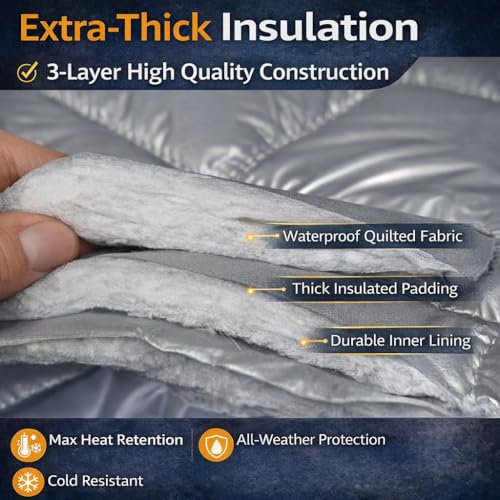 Custom Insulated Equipment Cover, Waterproof & Cold Resistant Protective Cover, Made to Measure Size, Silver Coated Oxford Fabric, Zipper Access for Outdoor & Indoor Use