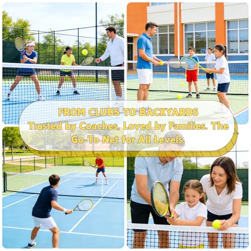 Professional Tennis Net 42ft x 3.5ft – 3.0mm Twisted PE, 4.5cm Mesh, UV/Waterproof, 6mm Steel Cable – Complete Kit with Poles & Ropes for Court, Backyard or Driveway
