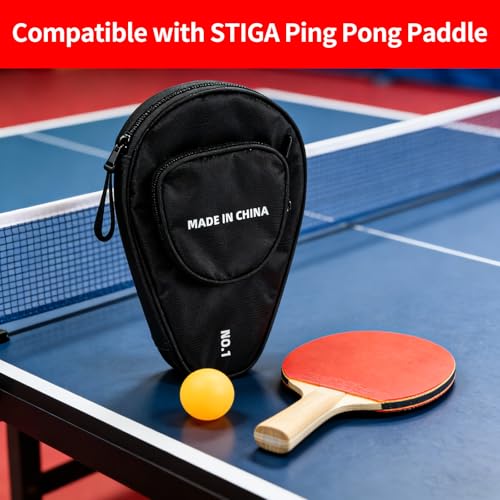 Ping Pong Paddle Cover Compatible with STIGA – Table Tennis Case for 2 Paddles & 7 Balls, Large Capacity Paddle Case with Separate Ball Pouch, Water-resistant & Shockproof Storage Bag