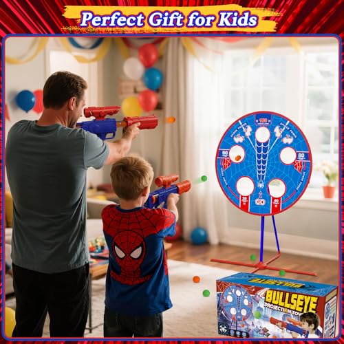 Shooting Game Toys for Kids Ages 4-12, Bean Bag Toss for Carnival Games | Moving Target, 2 Air Guns, 24 Balls, Bean Bag Toss, Indoor & Outdoor Play, Gifts Birthday Christmas Boy Kids