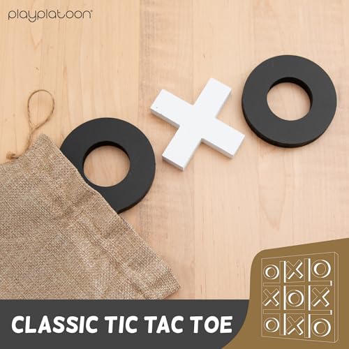 Play Platoon Giant 4 in a Row & Magnetic Tic Tac Toe Bundle: Wall Mounted Wooden Games for Indoor/Outdoor Family Fun, Game Room, Bar, Basement. Rustic Farmhouse Decor, Large 22x24 & 13.5" Boards