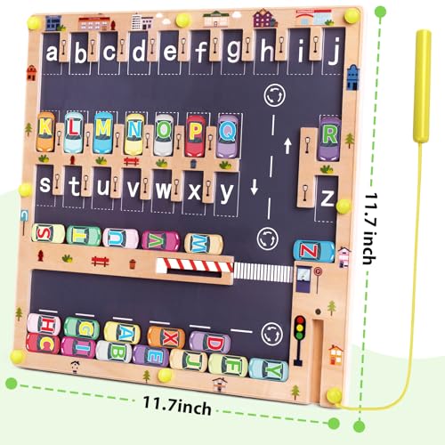 Scuwtocn Wooden Magnetic Alphabet Maze Letter Puzzle, Montessori Fine Motor Skills Toys for Boys Girls 3 4 5 Years Old, ABC Learning Toys for Kids Age 3+, Christmas, Birthday Present